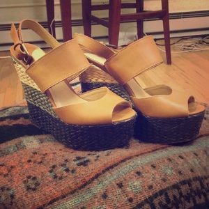 Tan platform wedges